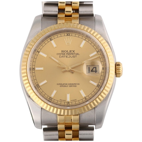 1071 - ROLEX - a bi-metal Datejust automatic bracelet watch, ref. 116233, circa 2006/2007, champagne dial w... 