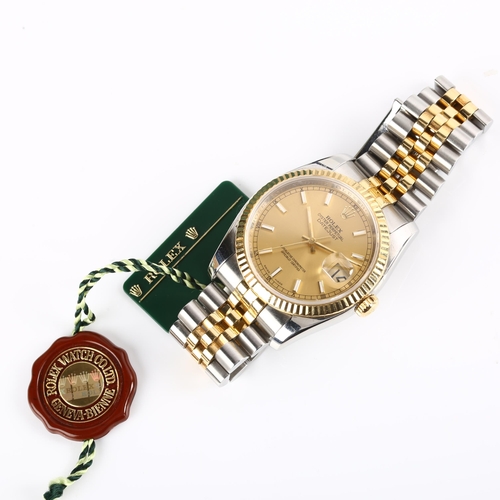 1071 - ROLEX - a bi-metal Datejust automatic bracelet watch, ref. 116233, circa 2006/2007, champagne dial w... 