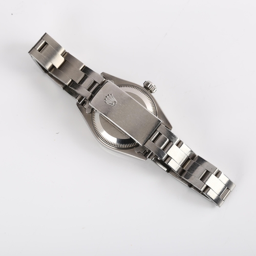 1072 - ROLEX - a lady's stainless steel Oyster Perpetual Date automatic bracelet watch, ref. 69160, circa 1... 