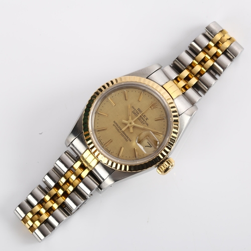 1073 - ROLEX - a lady's bi-metal Oyster Perpetual Datejust automatic bracelet watch, ref. 69173, circa 1991... 