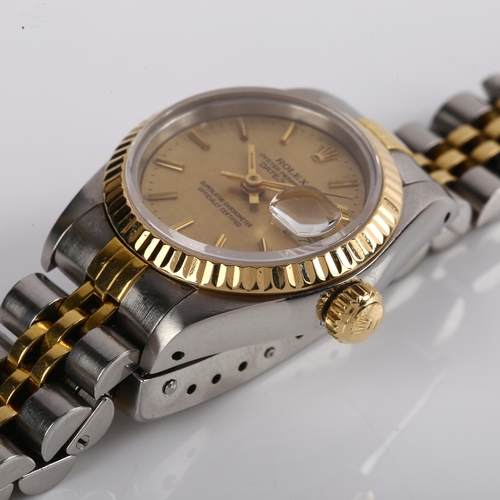 1073 - ROLEX - a lady's bi-metal Oyster Perpetual Datejust automatic bracelet watch, ref. 69173, circa 1991... 