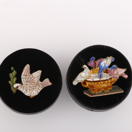 1119 - A pair of Italian Grand Tour micro-mosaic dress studs, including Capitoline Doves design, diameter 2... 