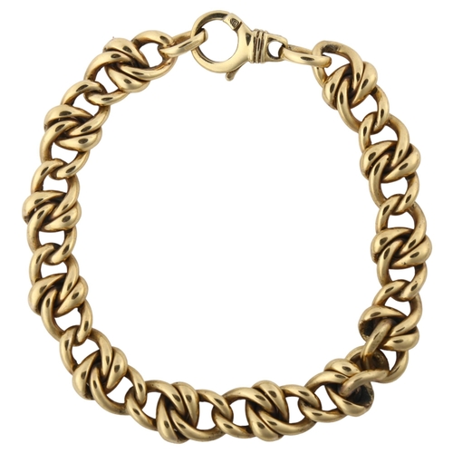 1127 - A heavy 9ct gold curb link chain bracelet, bracelet length 21cm, 42g