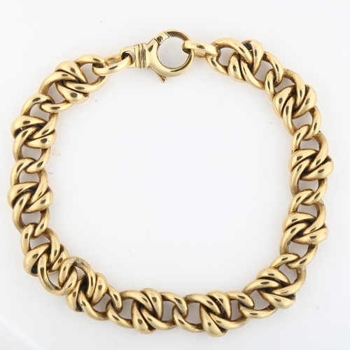 1127 - A heavy 9ct gold curb link chain bracelet, bracelet length 21cm, 42g