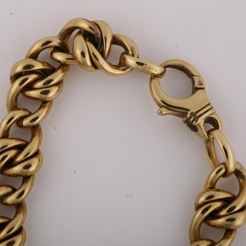 1127 - A heavy 9ct gold curb link chain bracelet, bracelet length 21cm, 42g