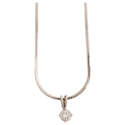 1149 - An 18ct white gold 0.25ct solitaire diamond pendant necklace, set with modern round brilliant-cut di... 