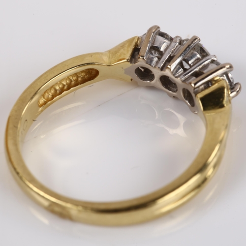 1150 - **WITHDRAWN** An 18ct gold three stone diamond ring, set with modern round brilliant-cut diamonds, t... 