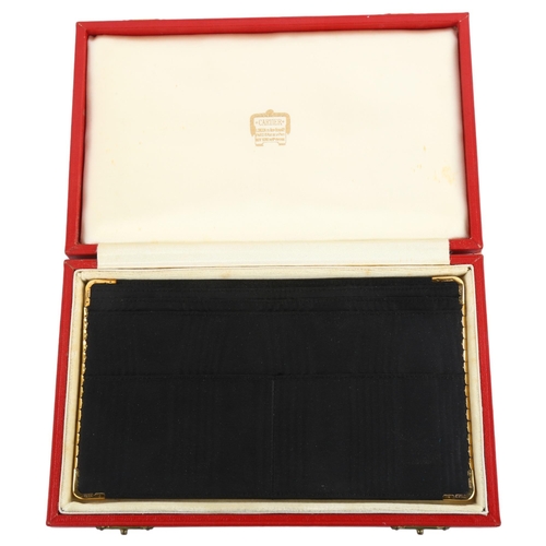 1151 - A mid-20th century 18ct gold-mounted moire silk wallet, maker's marks M & Co, hallmarks London 1967,... 