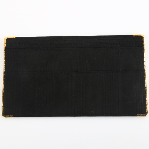 1151 - A mid-20th century 18ct gold-mounted moire silk wallet, maker's marks M & Co, hallmarks London 1967,... 