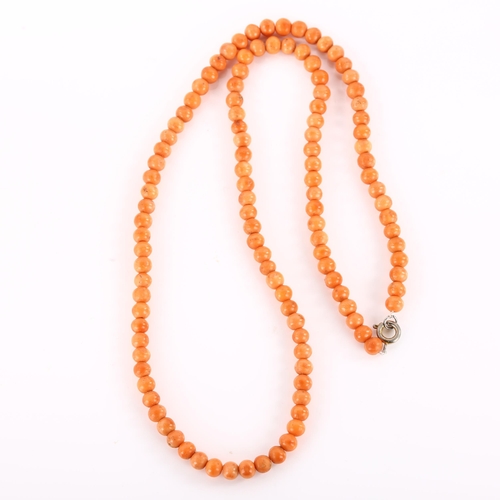 1175 - An Antique coral bead necklace, bead diameter 5.5cm, necklace length 50cm, 22.5g