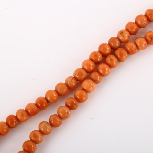 1175 - An Antique coral bead necklace, bead diameter 5.5cm, necklace length 50cm, 22.5g