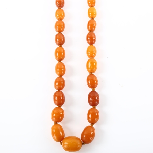 1194 - A single-strand graduated butterscotch amber bead necklace, bead sizes 19.8 - 11.9mm, necklace lengt... 