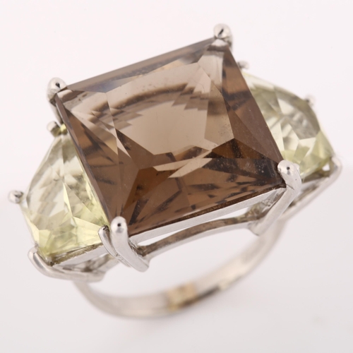 1201 - A large 18ct white gold quartz dress ring, setting height 16.7mm, size I, 9.8g