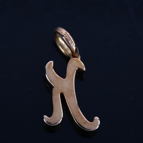 1369 - A modern silver-gilt diamond initial K pendant, pendant height 19.9mm, 1.8g