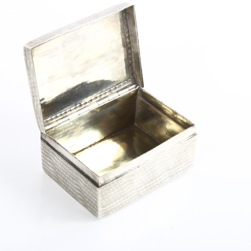 1544 - An Antique French? silver snuffbox, rectangular form with allover engine turned decoration, 7cm x 5c... 