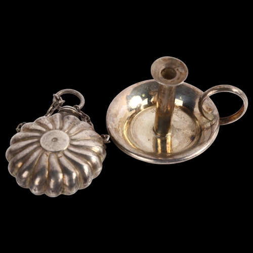 1548 - A miniature silver doll's chamberstick, and a Victorian silver scent bottle, chamberstick height 3.5... 