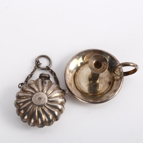 1548 - A miniature silver doll's chamberstick, and a Victorian silver scent bottle, chamberstick height 3.5... 