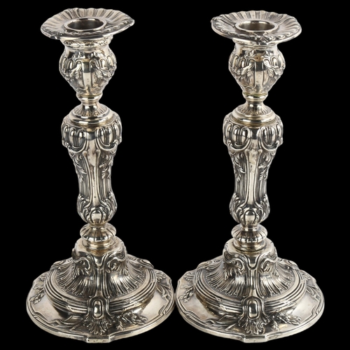 1549 - A pair of 19th century French silver table candlesticks, by Tetard Freres, circa 1880, height 21cm, ... 