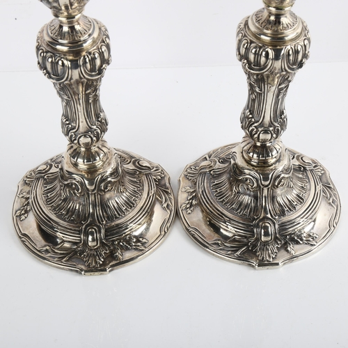 1549 - A pair of 19th century French silver table candlesticks, by Tetard Freres, circa 1880, height 21cm, ... 