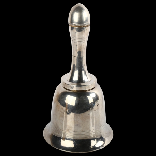 1556 - A large Art Deco silver plated bell cocktail shaker, by Hukin & Heath, circa 1930s, model no. 3447, ... 