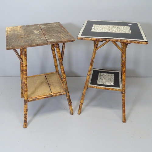 2530 - Two similar vintage bamboo square top occasional tables. Largest 44x72cm.