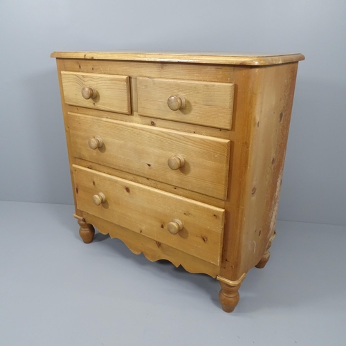 2017 - A Victorian-style pine chest of two short and two long drawers. 103x103x50cm