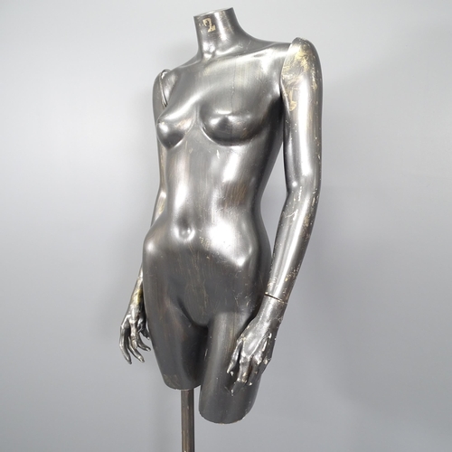 2019 - A painted shop display mannequin on stand. Height 175cm.