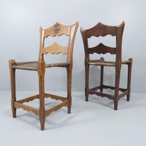 2034 - A pair of European or Russian Arts & Crafts chairs with chip carved top rails in the manner of Polen... 