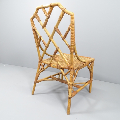 2039 - A Chippendale style bamboo and rattan side chair by Dryad of Leicester, with maker's label.