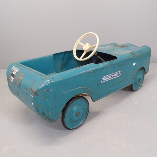 2511 - A vintage painted metal child's pedal car. Length 88cm.