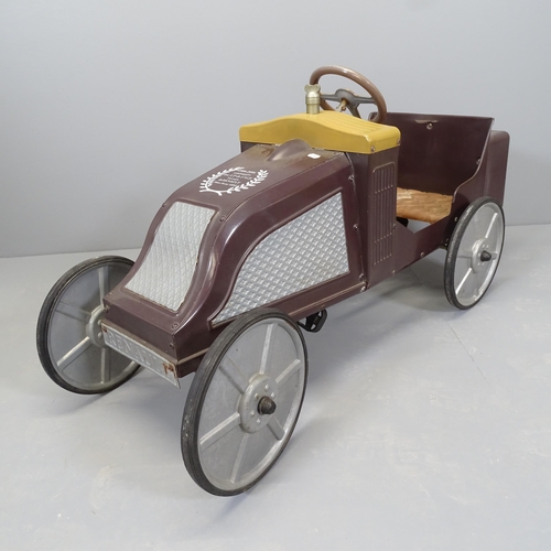 2512 - A vintage painted metal child's pedal car. Length 110cm