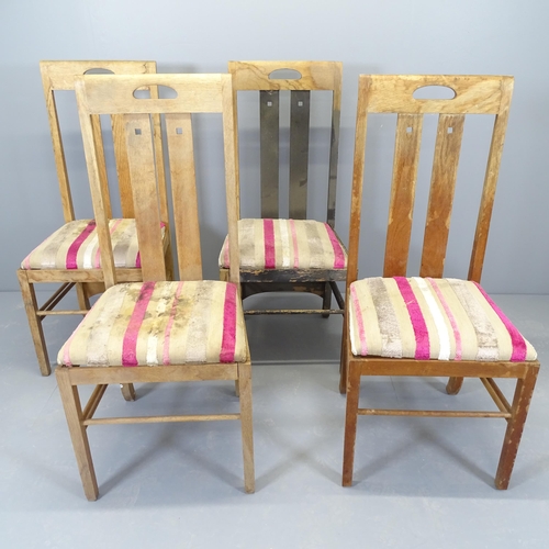 2514 - A set of four oak Mackintosh style chairs, with drop in seats.