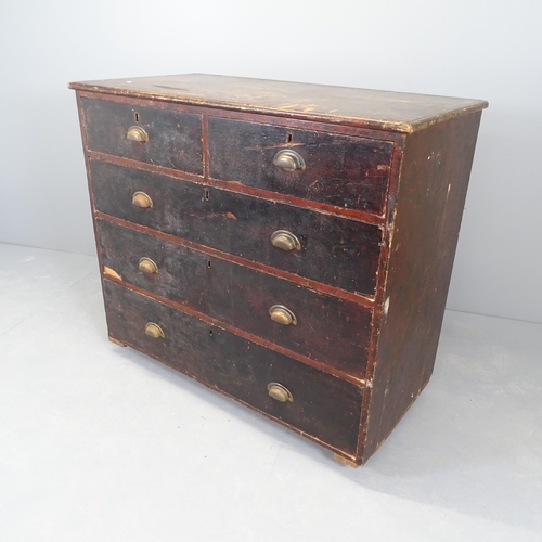 2527 - A vintage stained pine chest of two short and two long drawers. 110x98x57cm