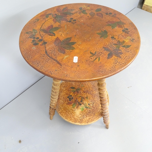 2536 - An antique mahogany two-tier circular occasional table, one bobbin turned legs. 44x67cm.