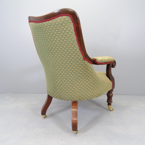 2542 - A 19th century mahogany and upholstered open armchair.