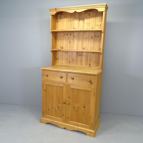 2552 - A modern pine two-section dresser. 92x184x46cm.