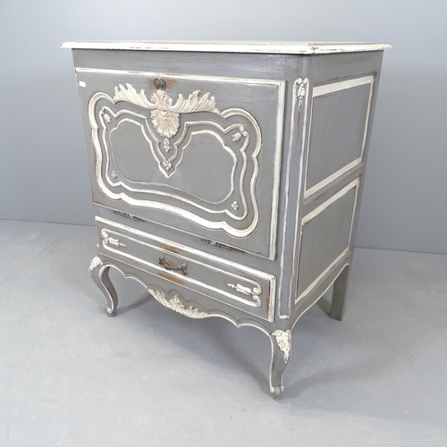 2567 - A continental painted cocktail cabinet, with fall front, drawer below and raised on cabriole legs. 8... 