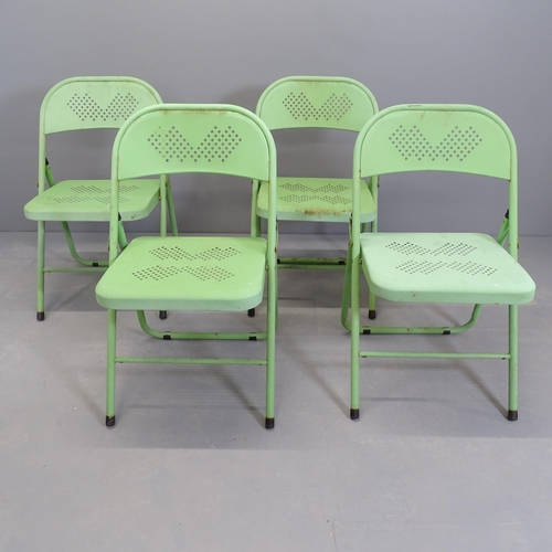 2582 - A set of four painted metal folding garden chairs.