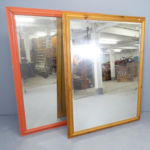 2584 - Two similar large pine wall mirrors (one painted). Largest 105x136cm.