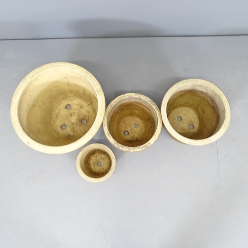 2608 - A graduated set of four glazed ceramic garden planters. Largest 38x31cm.