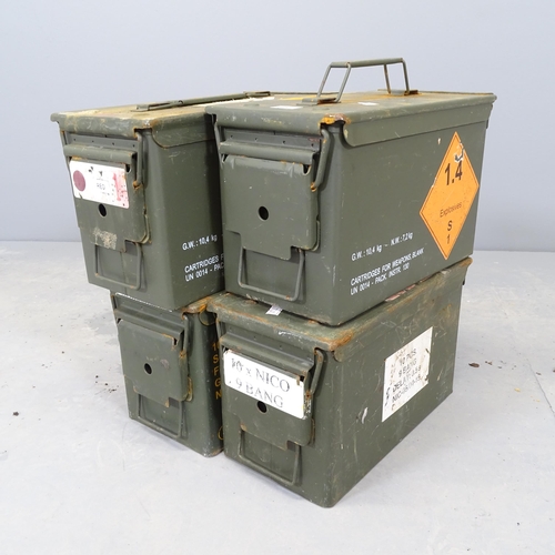 2619 - Four vintage metal ammunition boxes