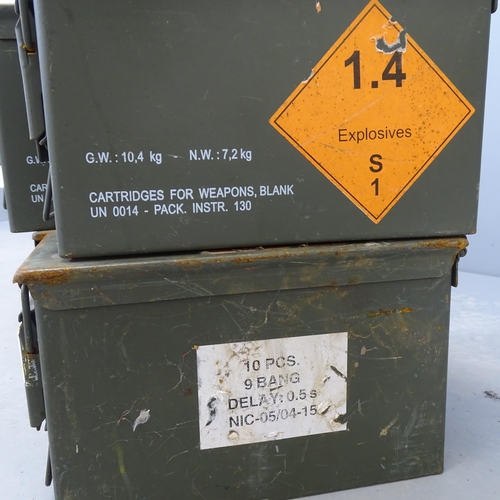 2619 - Four vintage metal ammunition boxes