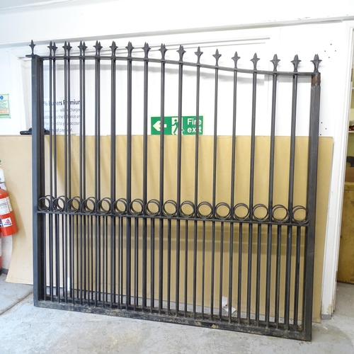 2647 - A pair of painted steel gates. Each 198x192cm