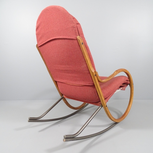 2057 - A mid-century Swiss Nonna rocking chair by Paul Tuttle for Strassle, having a steam bent laminated o... 