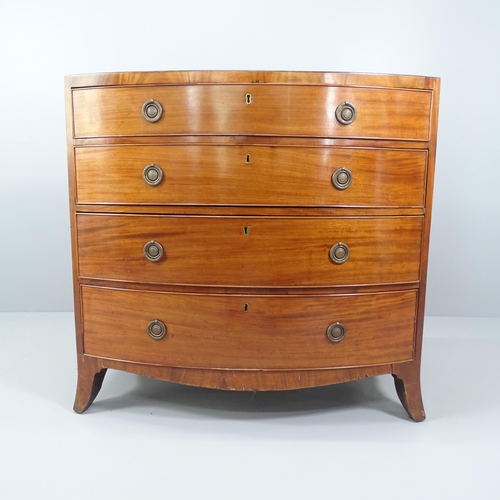 2060 - A Georgian mahogany bow-front chest of four long drawers. 100x93x55cm.