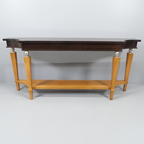 2068 - A contemporary mahogany two-tier console table. 180x80x40