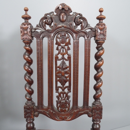 2072 - A pair of antique cane seated Carolean-style hall chairs.