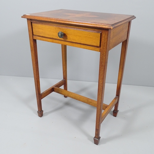 2073 - An Arts & Crafts walnut side table, with single frieze drawer and raised on square tapered legs with... 