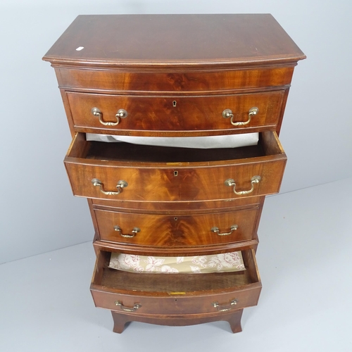 2095 - An mahogany bow front chest-on-chest of seven drawers. 70x152x47cm.