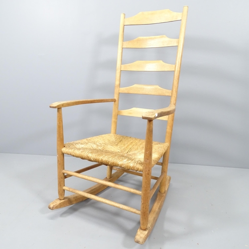 2119 - Neville Neal, an LCC Arts & Crafts Cotswold school Ernest Gimson design ladder back rocking chair in... 